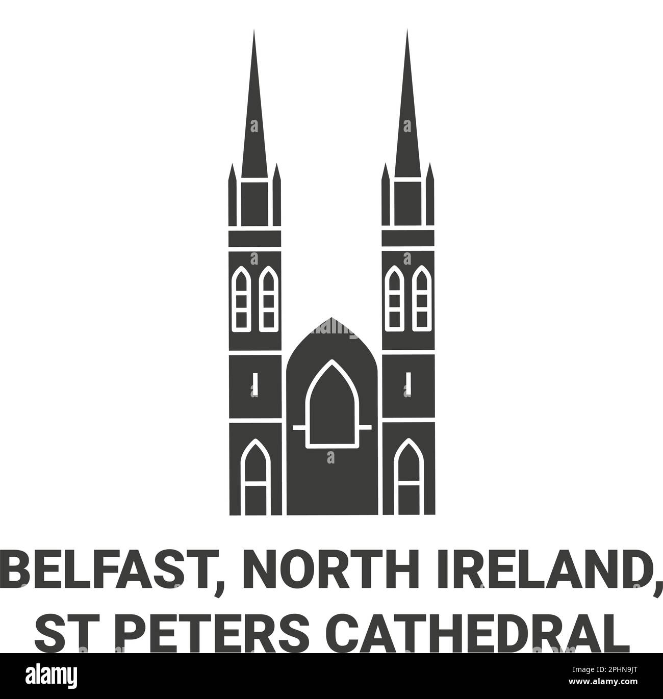 Ireland, Belfast, St Peters Cathedral travel landmark vector illustration Stock Vector