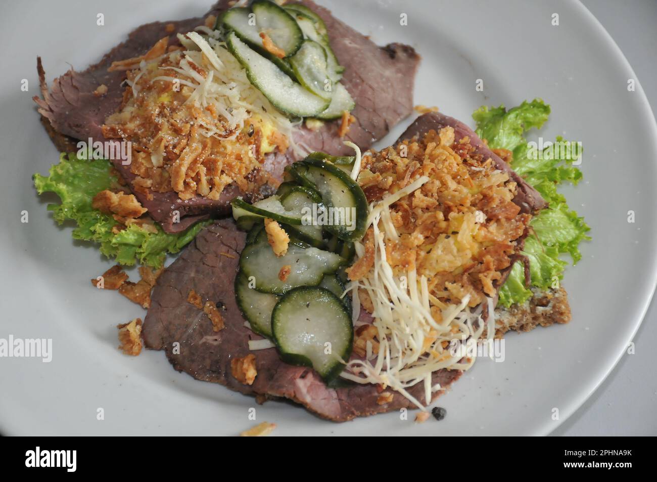 Copenhagen /Denmark/29 March 2023/ Danish cold open roast beef sanwishs