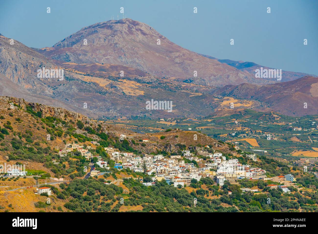 Myrthios village at Greek island Crete. Stock Photo