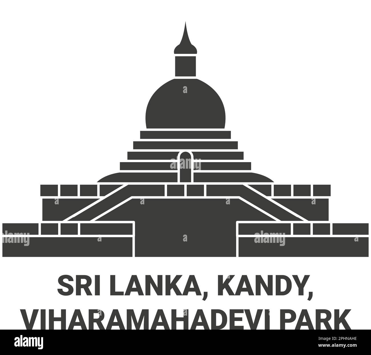 Sri Lanka, Kandy, Viharamahadevi Park travel landmark vector illustration Stock Vector