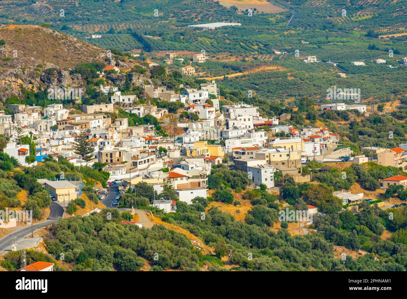 Myrthios village at Greek island Crete. Stock Photo