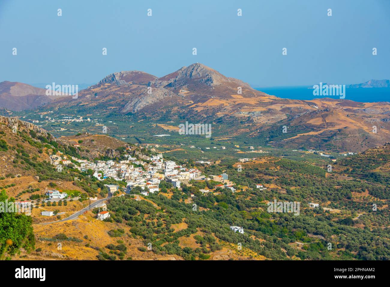 Myrthios village at Greek island Crete. Stock Photo