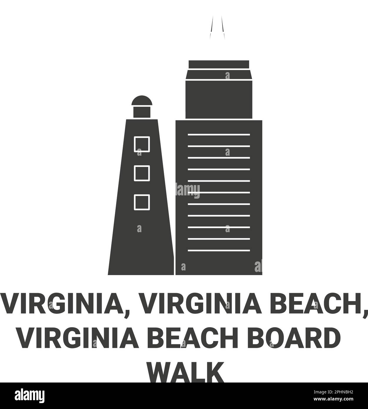 United States, Virginia, Virginia Beach, Virginia Beach Boardwalk travel landmark vector illustration Stock Vector