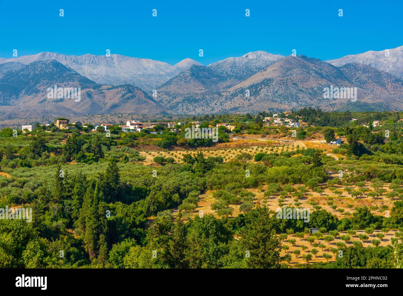 Landscape of a mountain village at Greek island Crete Stock Photo - Alamy
