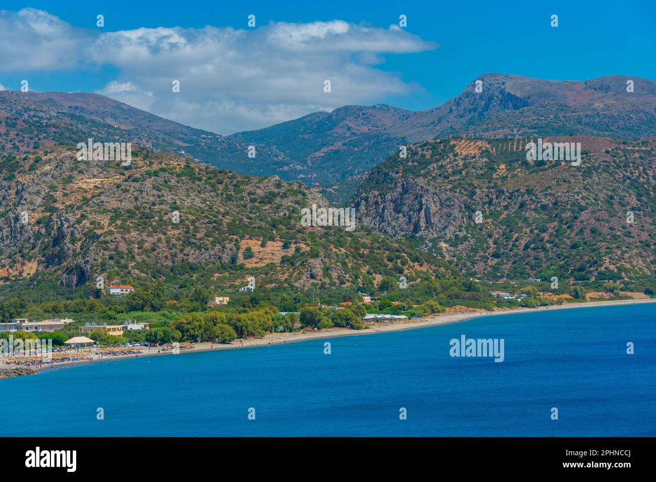 Keratides beach at the Greek town Palaiochora. Stock Photo