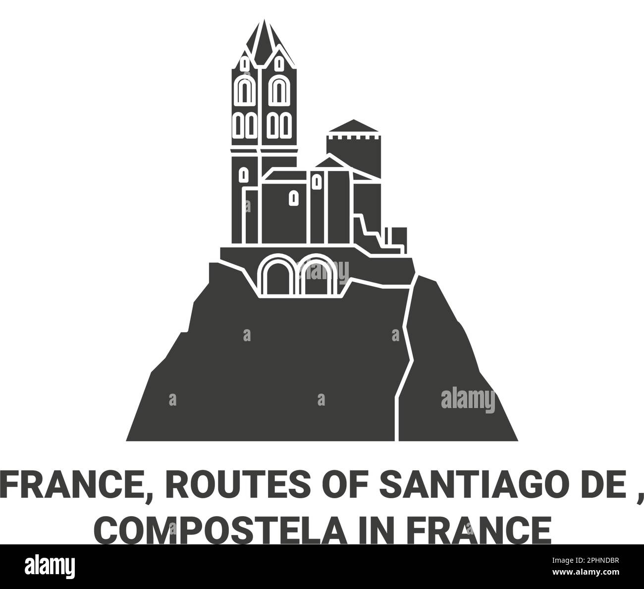 France, Routes Of Santiago De , Compostela In France travel landmark vector illustration Stock Vector