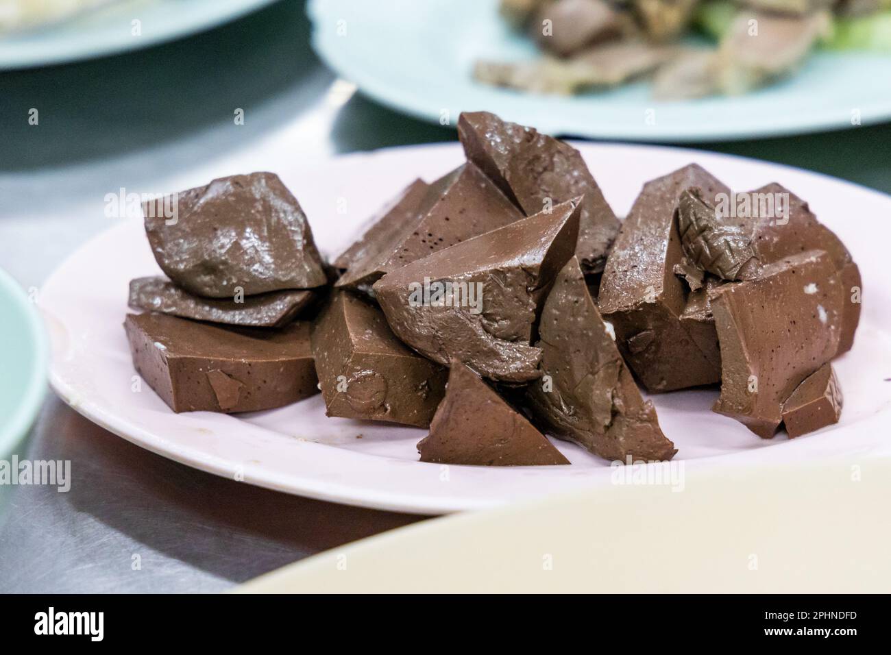 Solid or coagulated chicken blood is a delicacy amongst Asians food