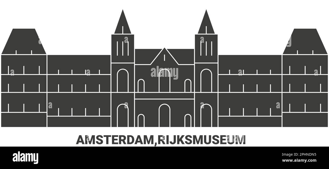 Netherlands, Amsterdam,Rijksmuseum, travel landmark vector illustration Stock Vector