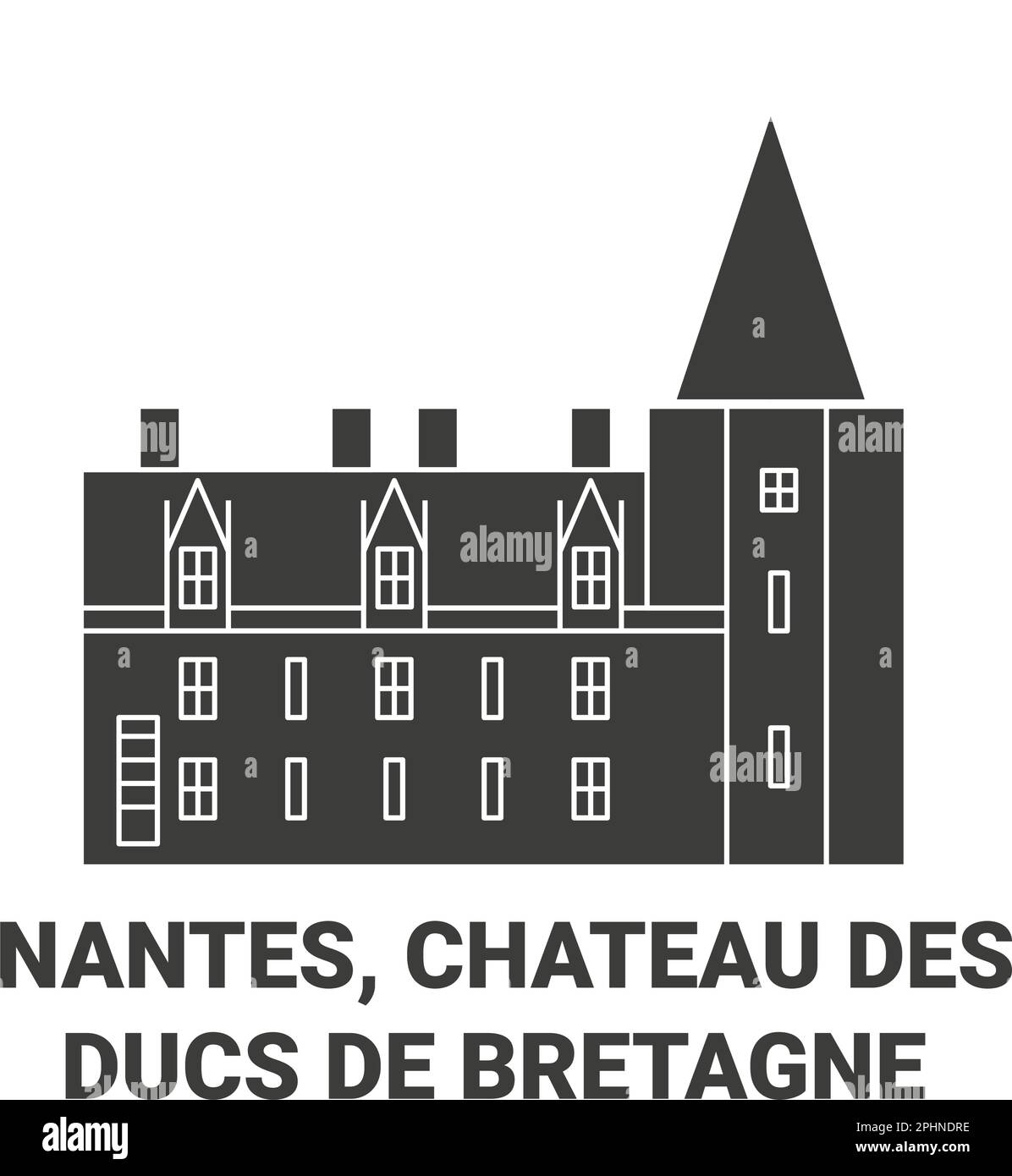 France, Nantes, Chateau Des Ducs De Bretagne travel landmark vector illustration Stock Vector