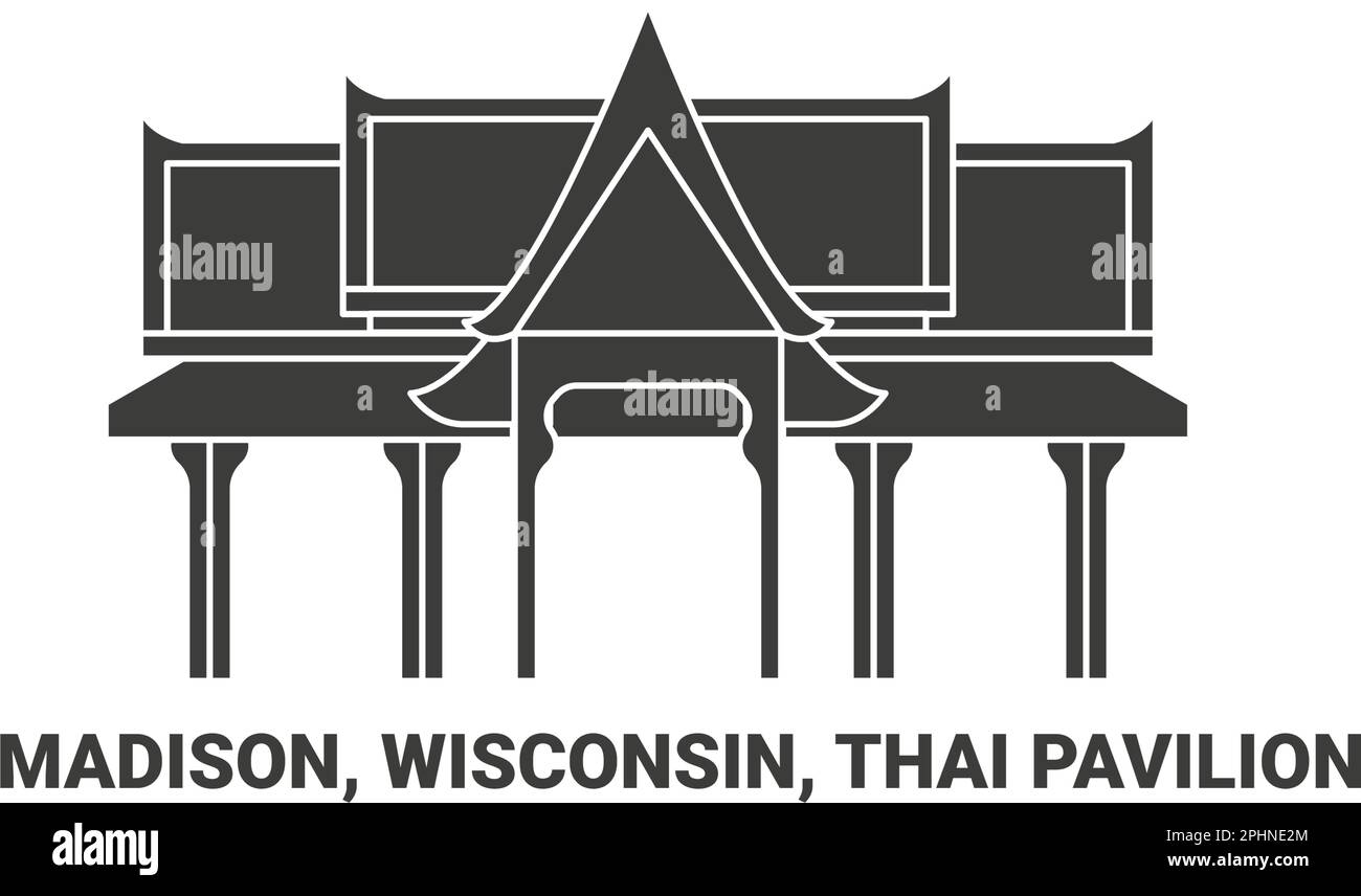 United States, Madison, Wisconsin, Thai Pavilion, travel landmark vector illustration Stock Vector