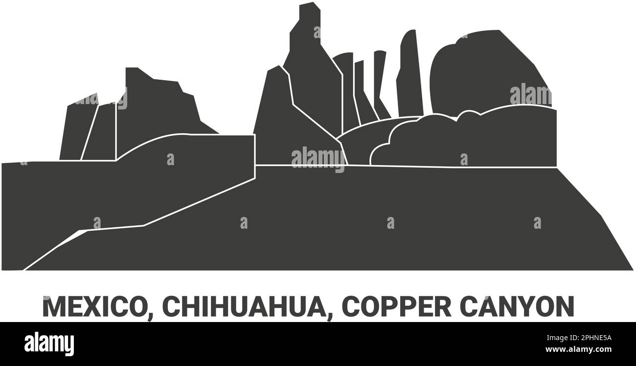 Mexico, Chihuahua, Copper Canyon, travel landmark vector illustration Stock Vector