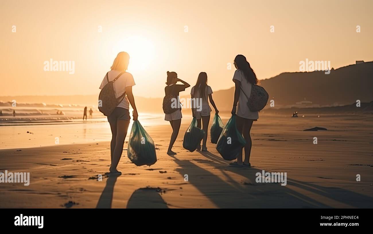 cleaning plastic on the beach Stock Photo Alamy