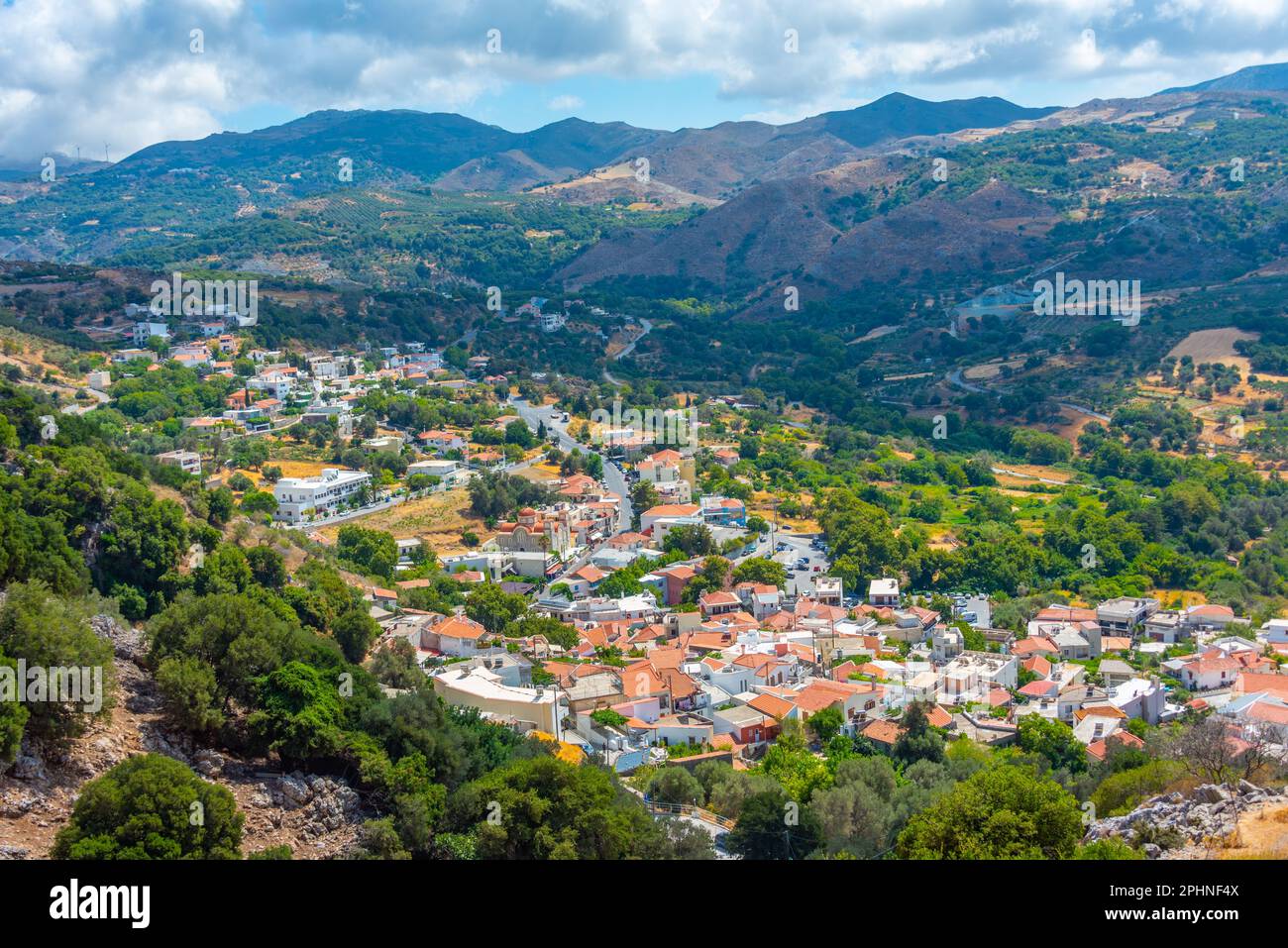 Aerial view of Greek village Spili at Crete island Stock Photo - Alamy