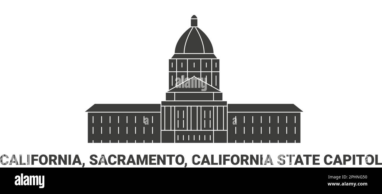 United States, California, Sacramento, California State Capitol, travel landmark vector illustration Stock Vector