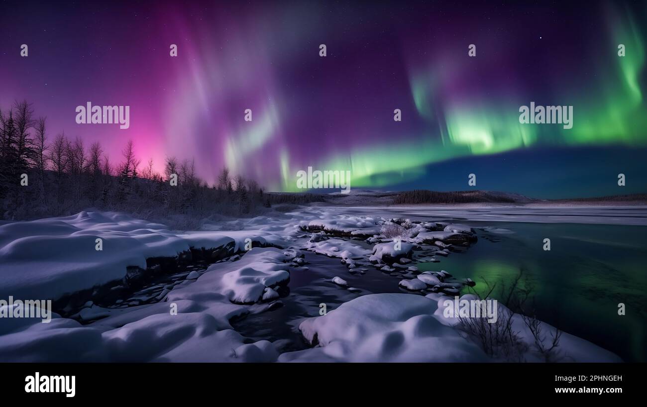 A breathtaking display of the Northern Lights illuminates the night sky ...