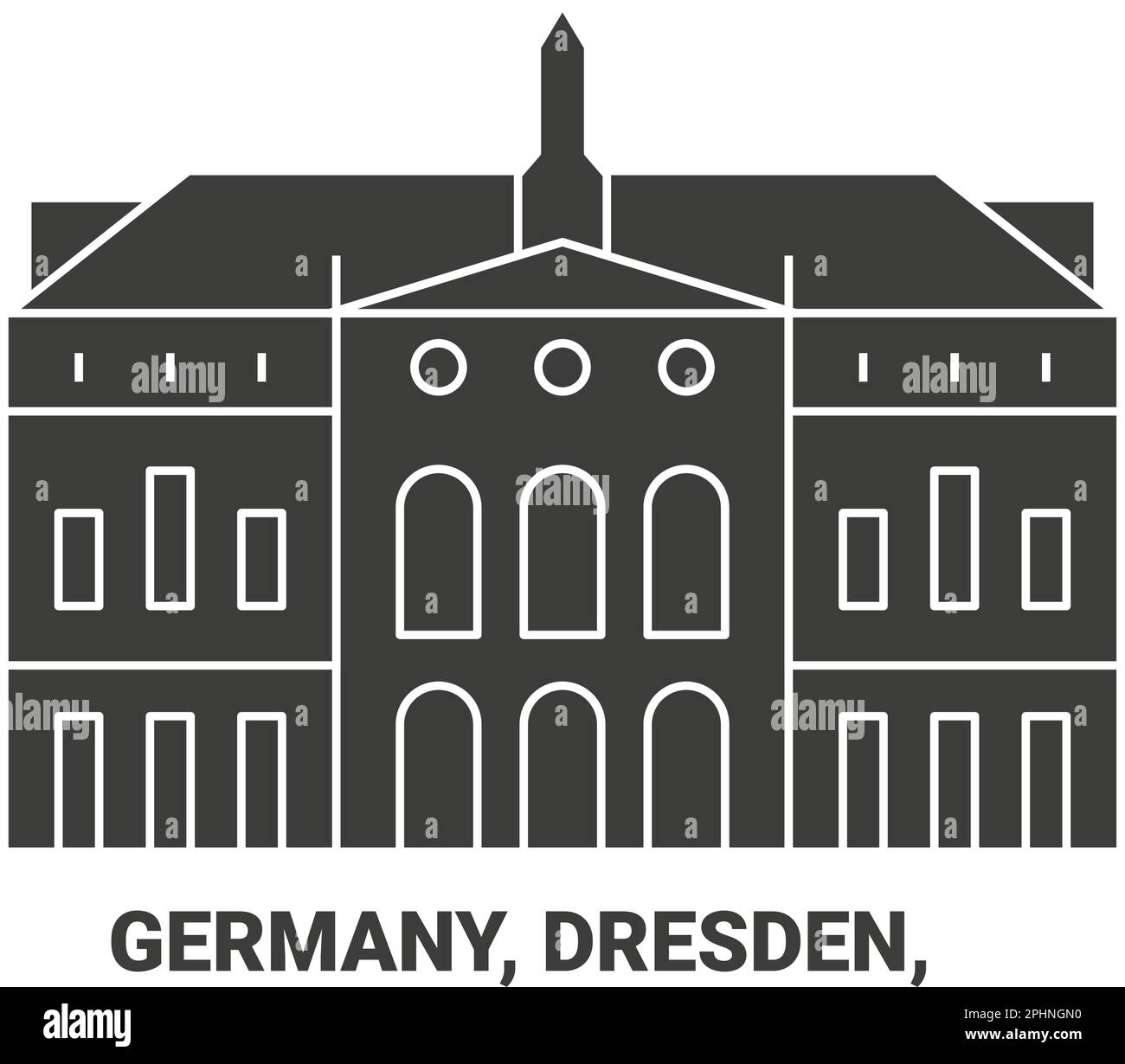 Germany, Dresden, travel landmark vector illustration Stock Vector