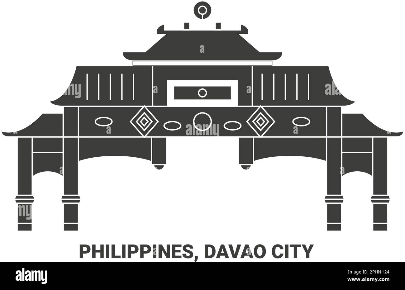 Philippines, Davao City travel landmark vector illustration Stock Vector