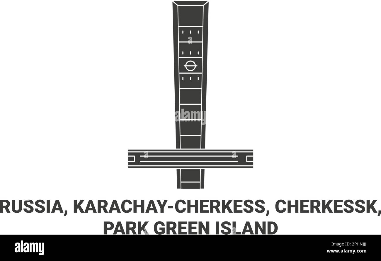 Russia, Karachaycherkess, Cherkessk, Park Green Island travel landmark vector illustration Stock Vector