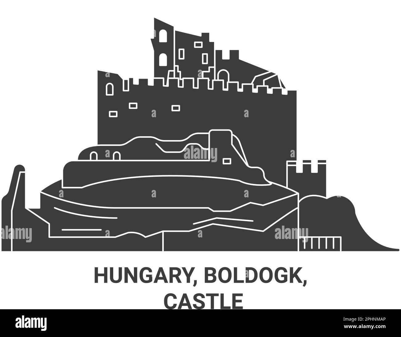 Hungary, Boldogk, Castle travel landmark vector illustration Stock Vector