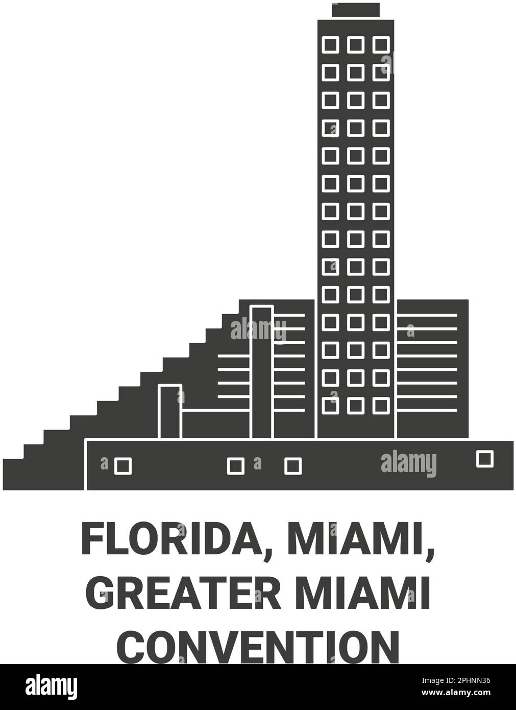 United States, Florida, Miami, Greater Miami Convention & Visitors Bureau travel landmark vector illustration Stock Vector