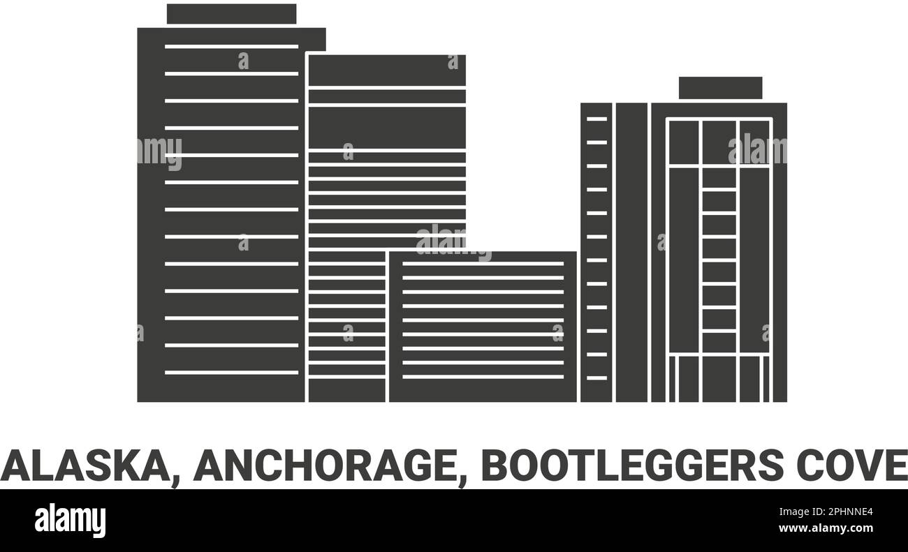 United States, Alaska, Anchorage, Bootleggers Cove, travel landmark vector illustration Stock Vector