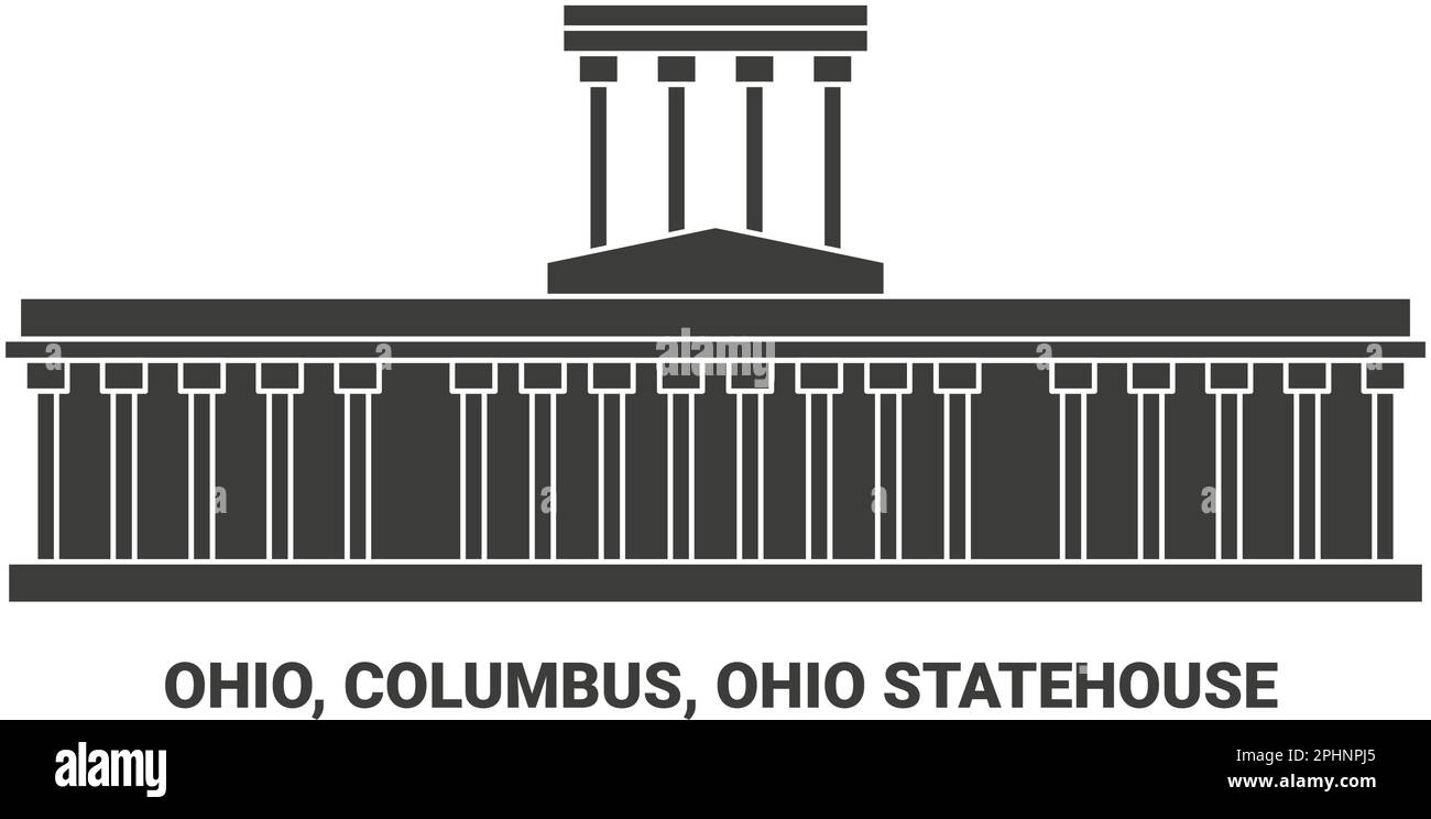 United States, Ohio, Columbus, Ohio Statehouse, travel landmark vector illustration Stock Vector