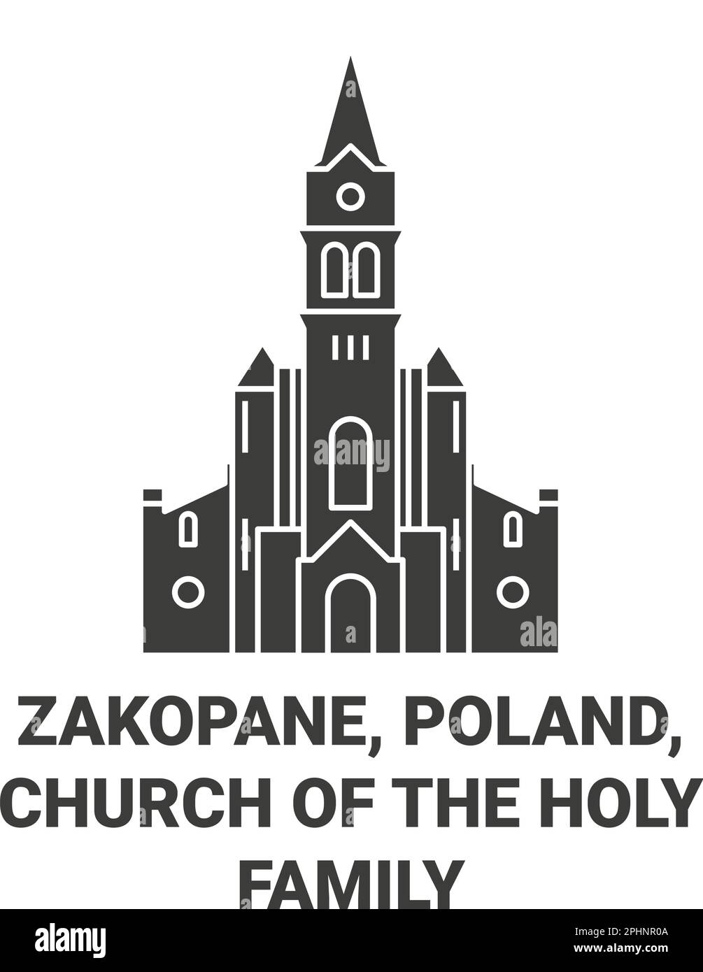 Poland, Zakopane, Church Of The Holy Family travel landmark vector illustration Stock Vector