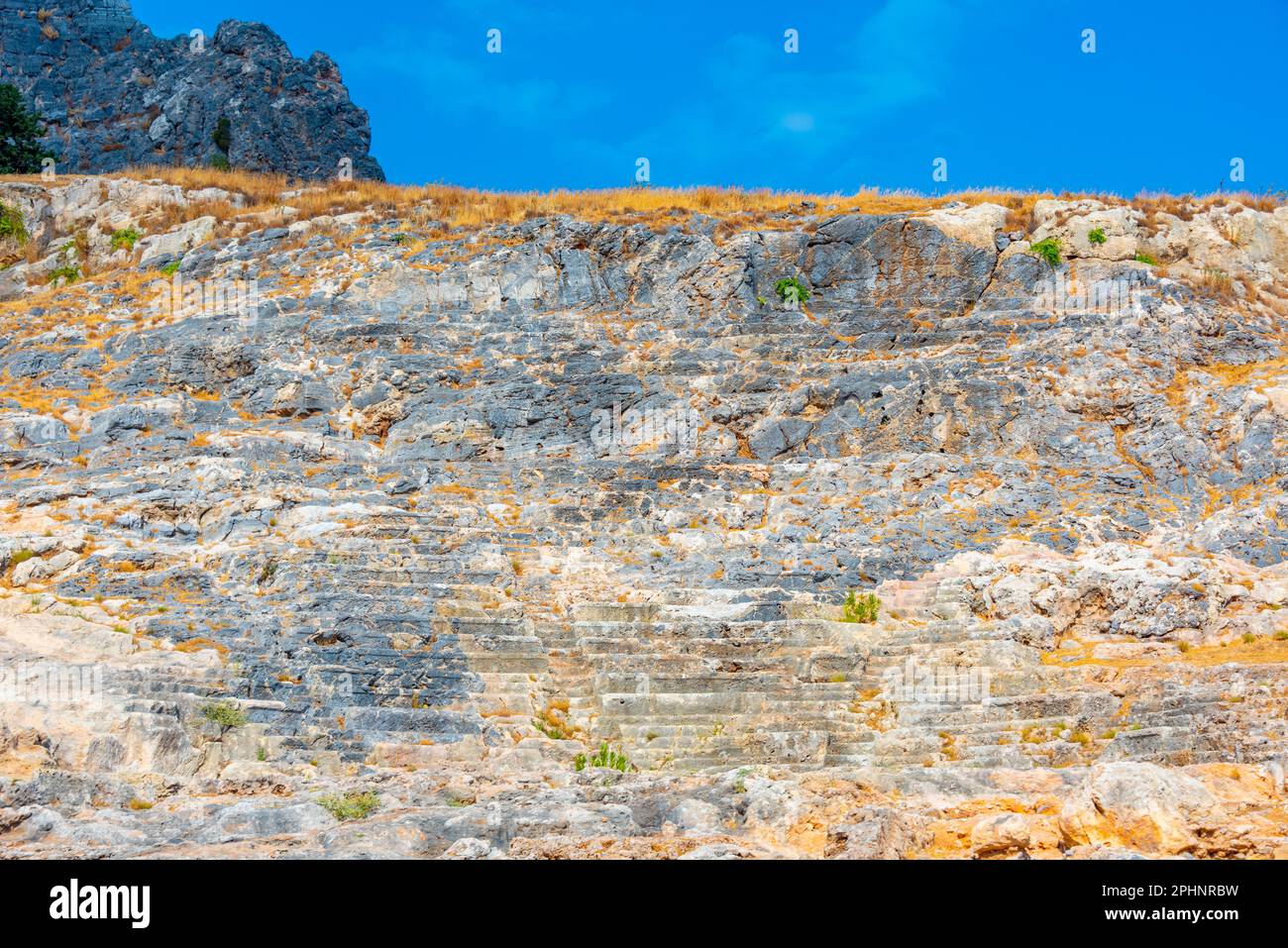 Ancient Theatre of Lindos at Greek island Rhodes Stock Photo Alamy