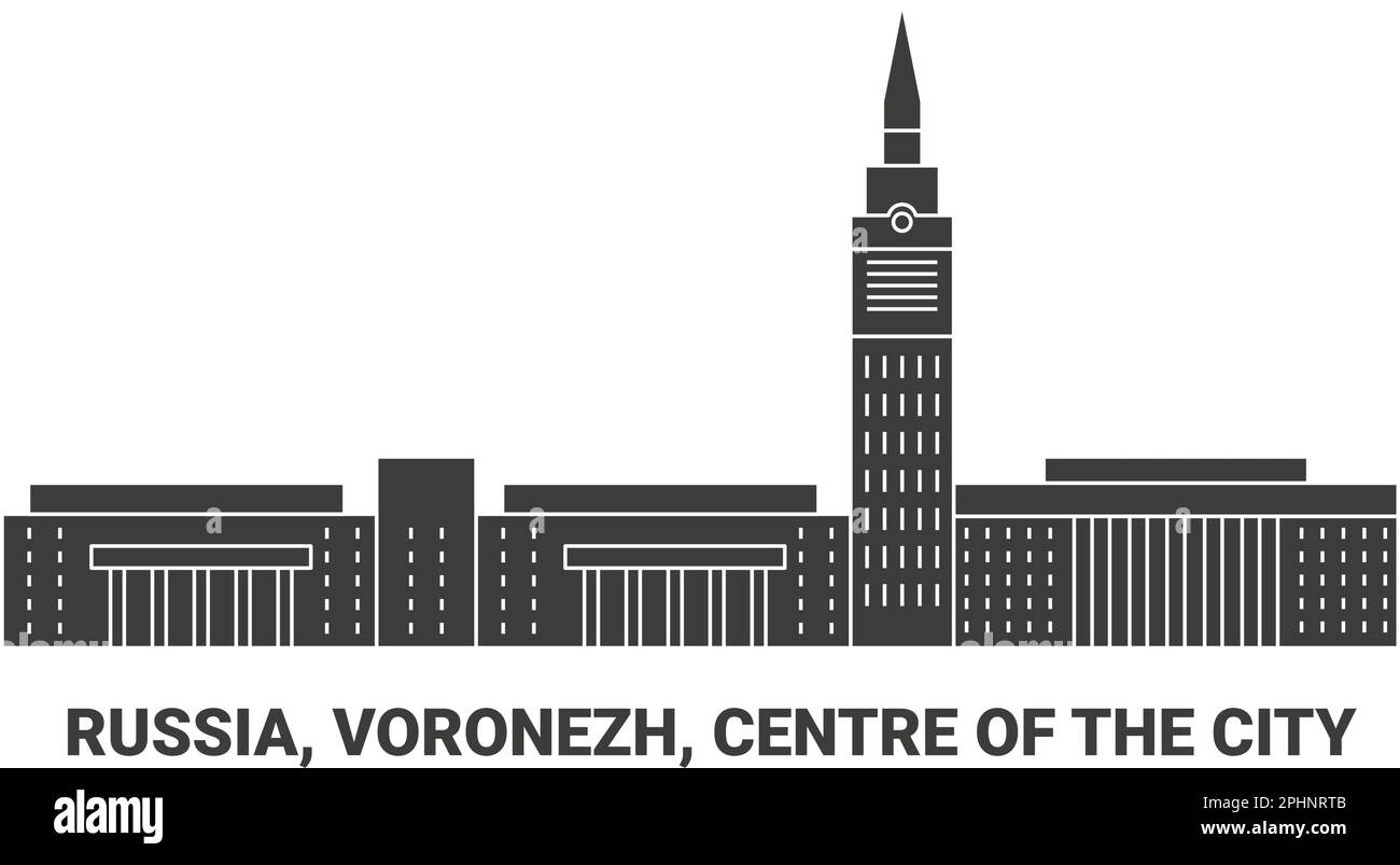 Russia, Voronezh, Centre Of The City, travel landmark vector illustration Stock Vector