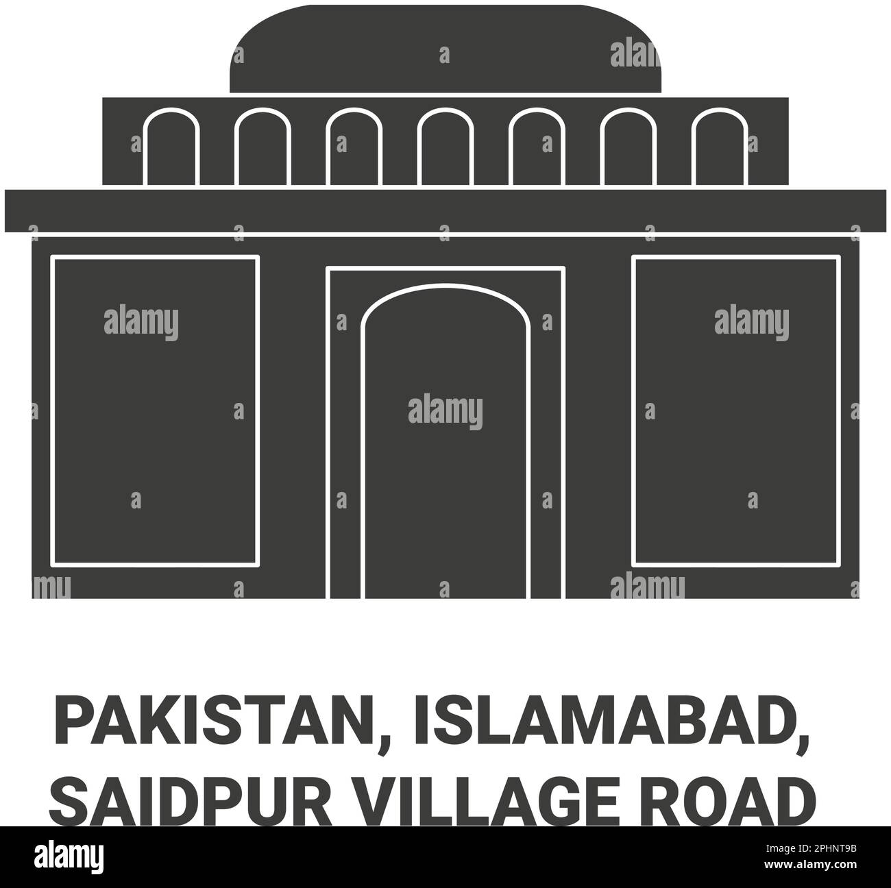 Pakistan, Islamabad, Saidpur Village Road travel landmark vector illustration Stock Vector