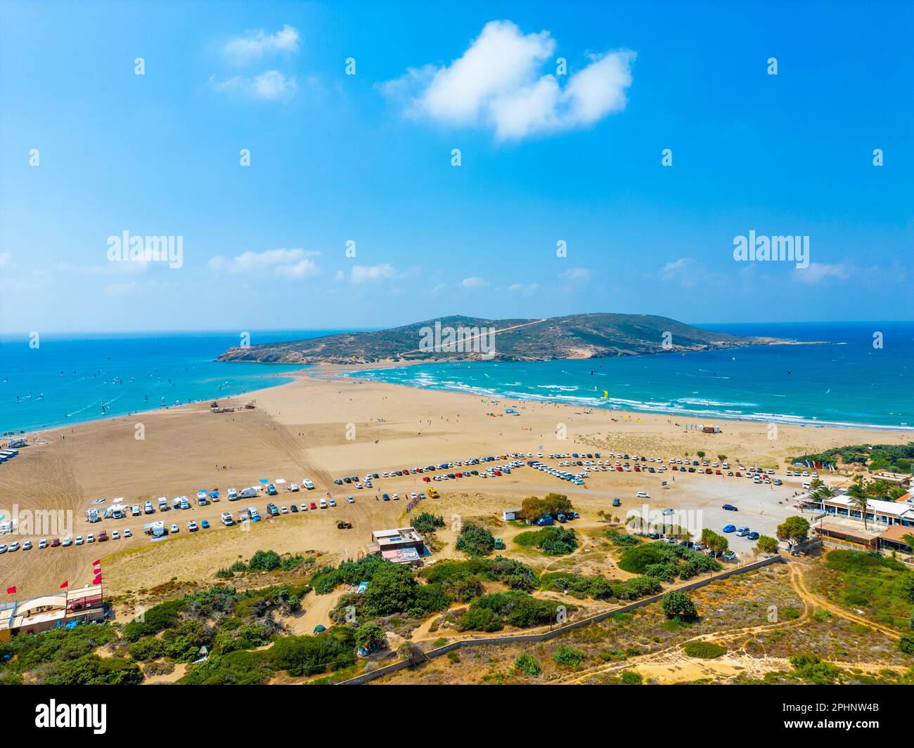 Panorama of Prasonisi beach at Greek island Rhodes Stock Photo - Alamy