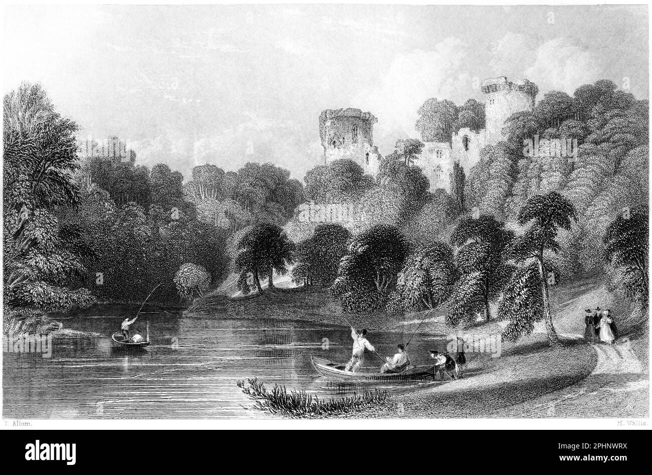 An engraving of Bothwell Castle on the Clyde, Lanarkshire, Scotland UK scanned at high resolution from a book printed in 1840. Stock Photo