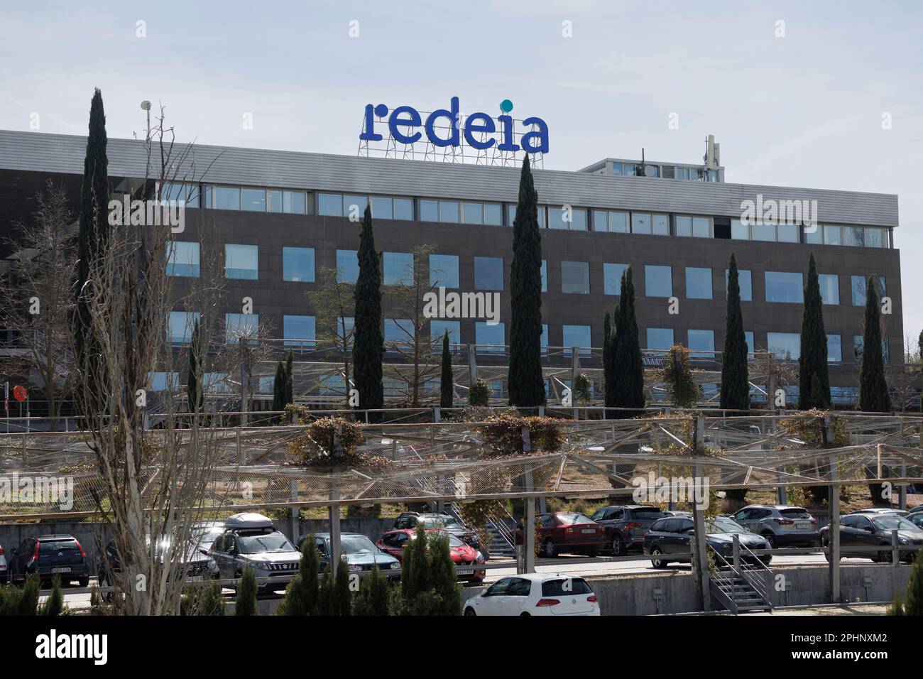 Facade of the headquarters of Red Eléctrica Corporación, on March 29