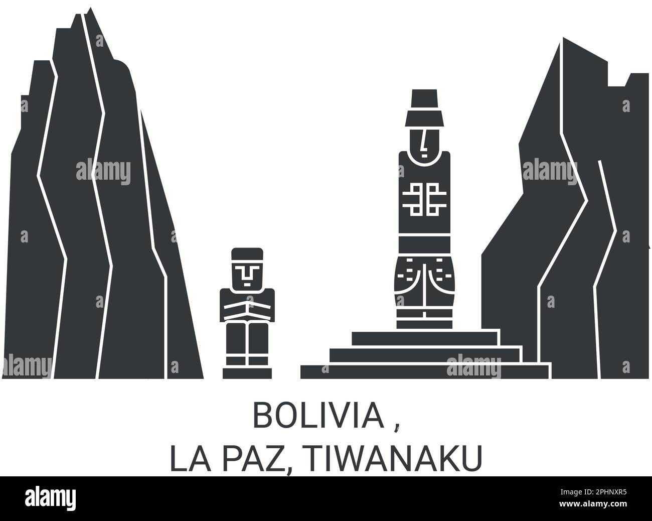 Bolivia , La Paz, Tiwanaku travel landmark vector illustration Stock Vector