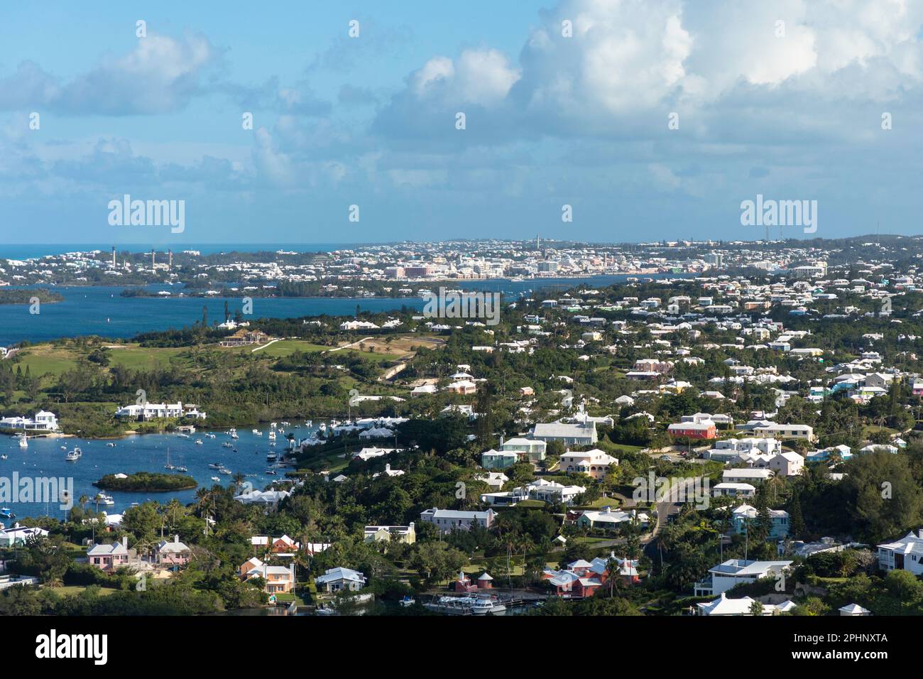 View of Hamilton from Bermuda's Gibbs Hill lighthouse Stock Photo