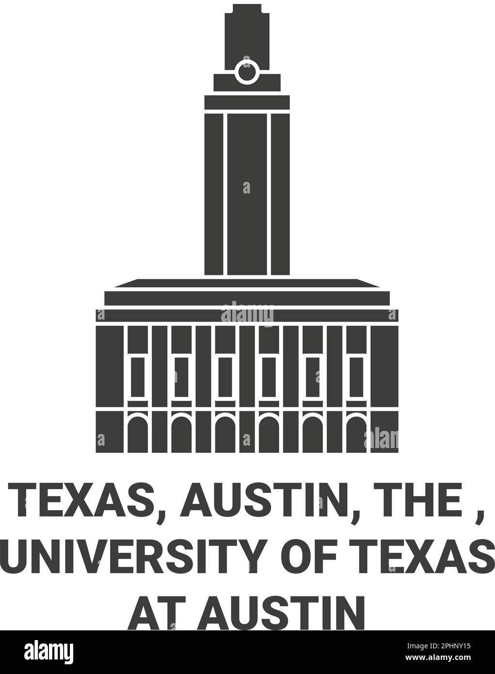 United States, Texas, Austin, The , University Of Texas At Austin travel landmark vector illustration Stock Vector