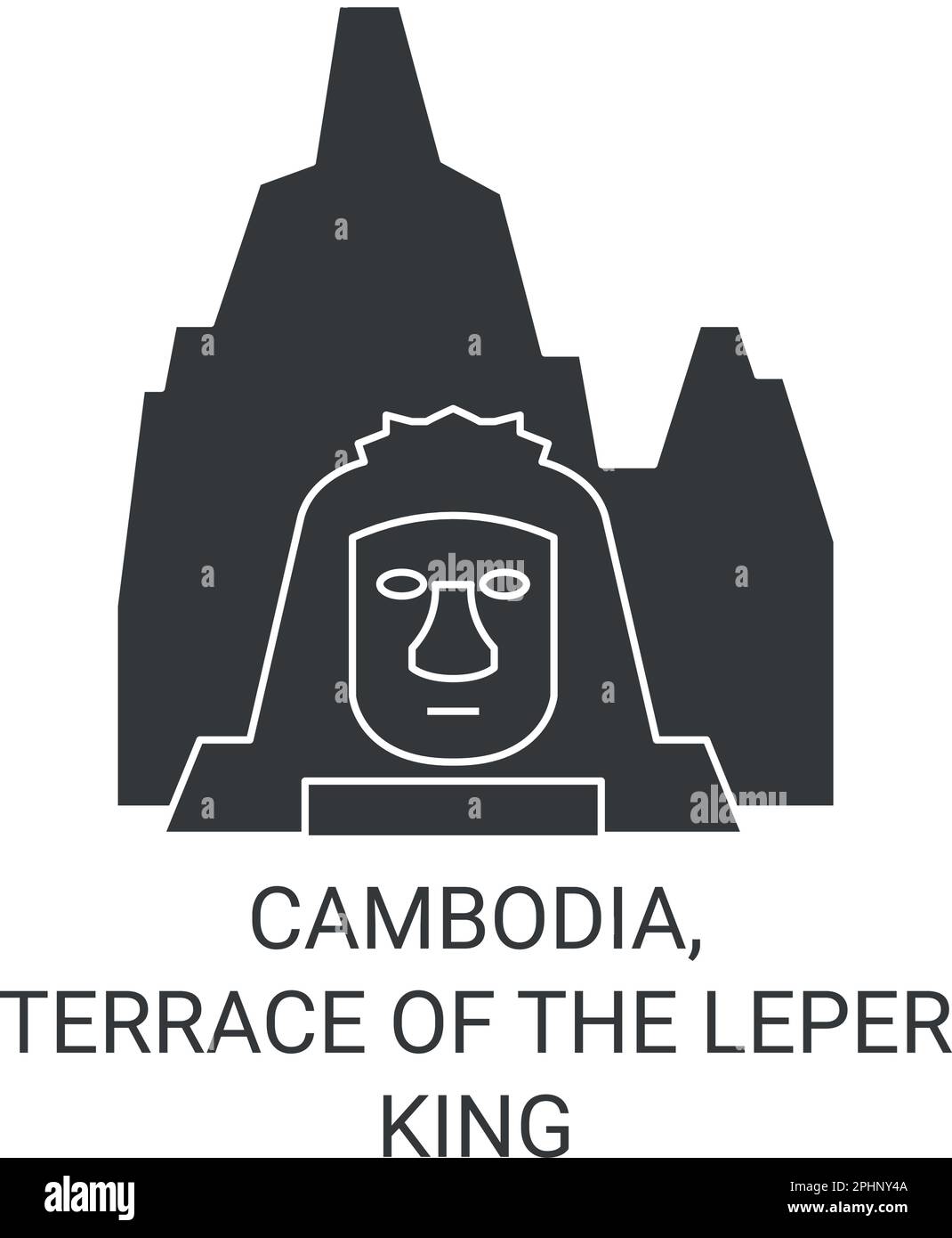 Cambodia, Terrace Of The Leper King travel landmark vector illustration Stock Vector