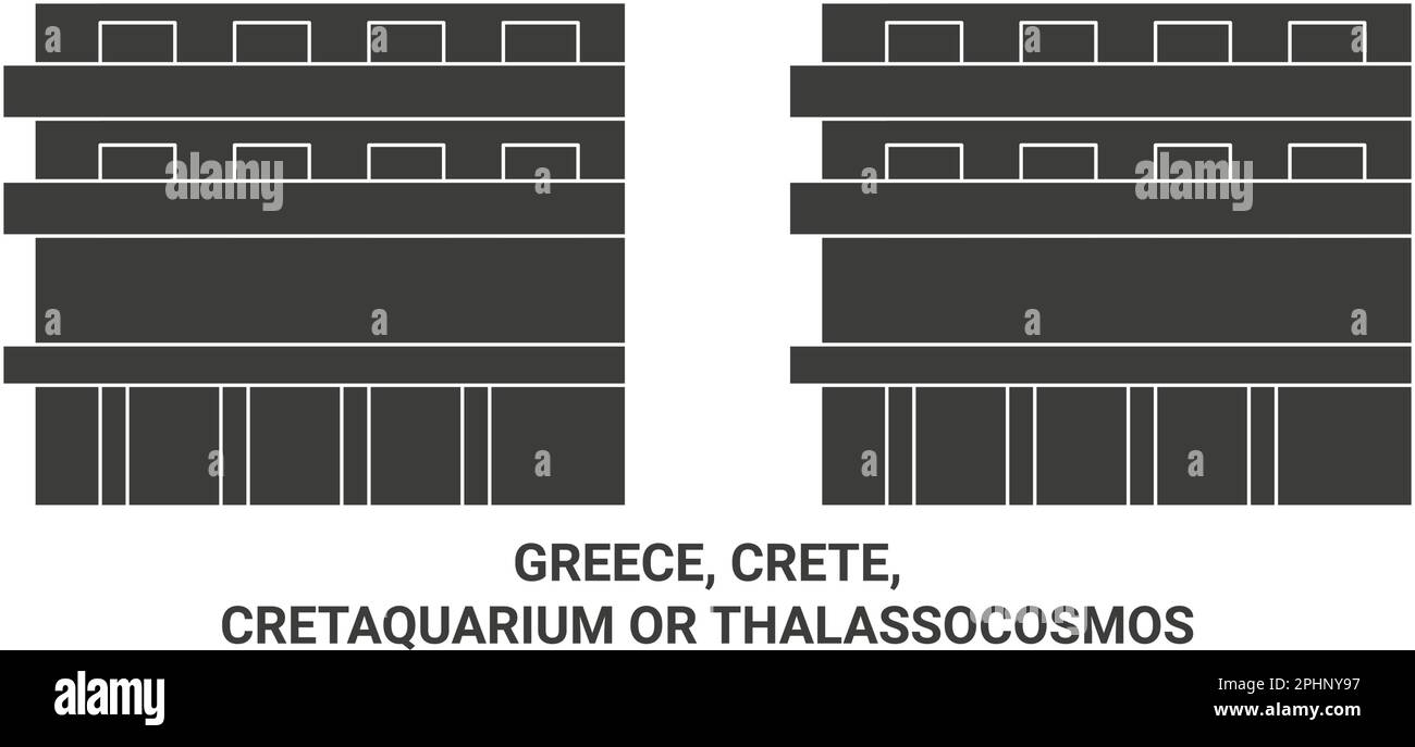 Greece, Crete, Cretaquarium Or Thalassocosmos travel landmark vector illustration Stock Vector