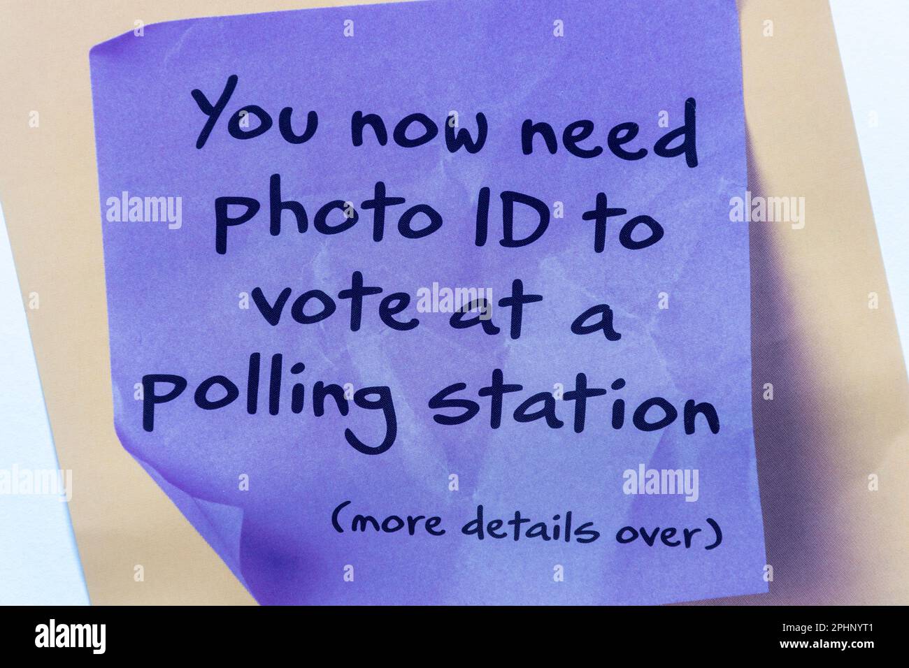 Local Elections leaflet, council election on 4th May 2023, England, UK. Reminder you now need photo ID to vote at a polling station Stock Photo