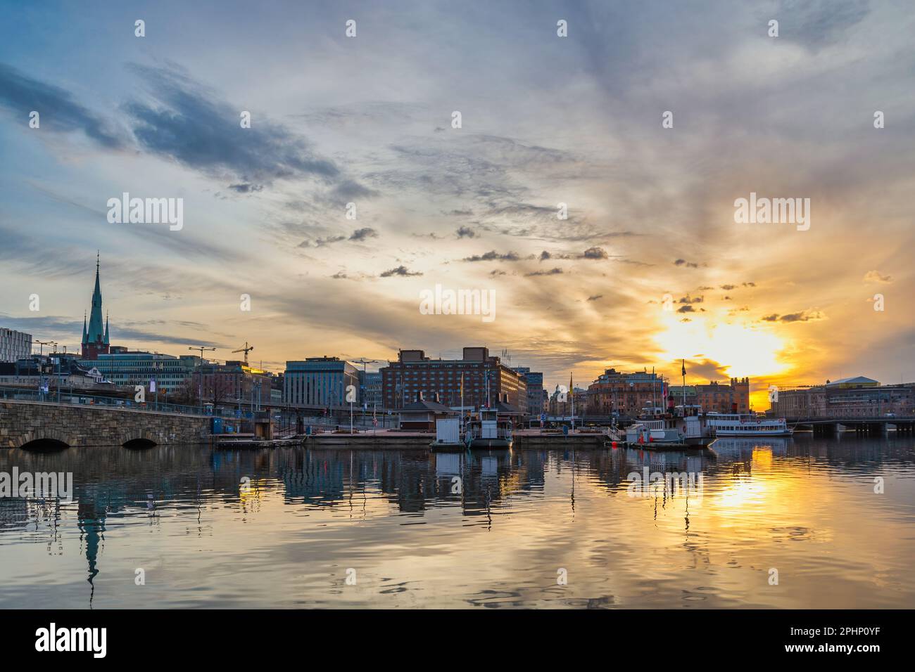 Stockholm Sweden, sunrise city skyline at new town Stock Photo