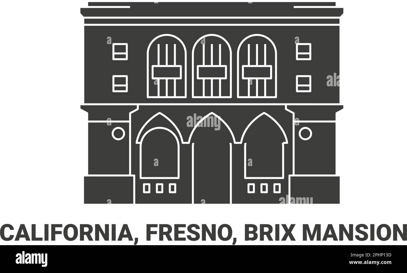 United States, California, Fresno, Brix Mansion, travel landmark vector illustration Stock Vector