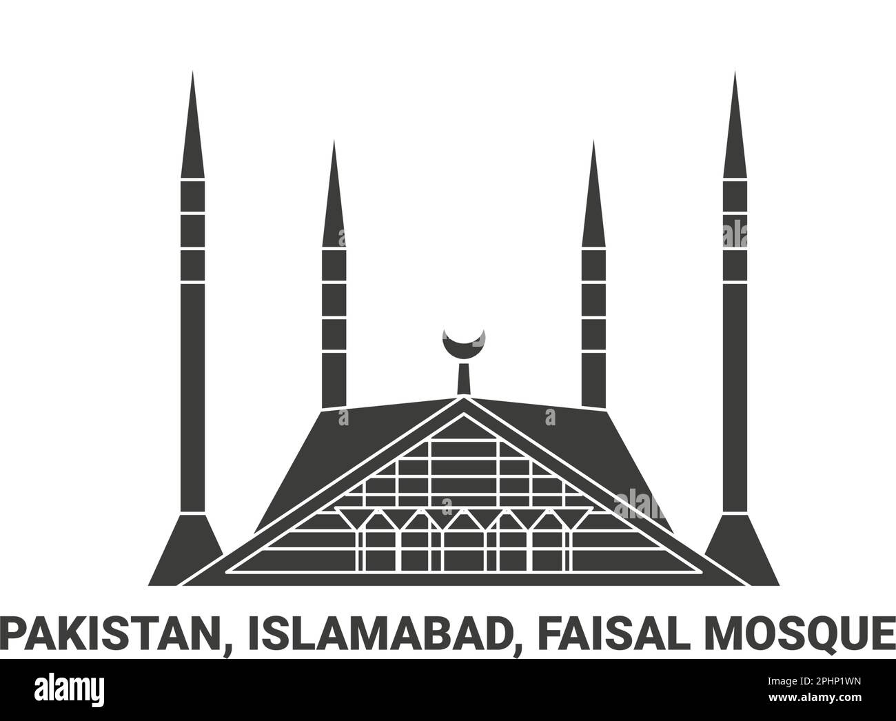 Pakistan, Islamabad, Faisal Mosque, travel landmark vector illustration Stock Vector