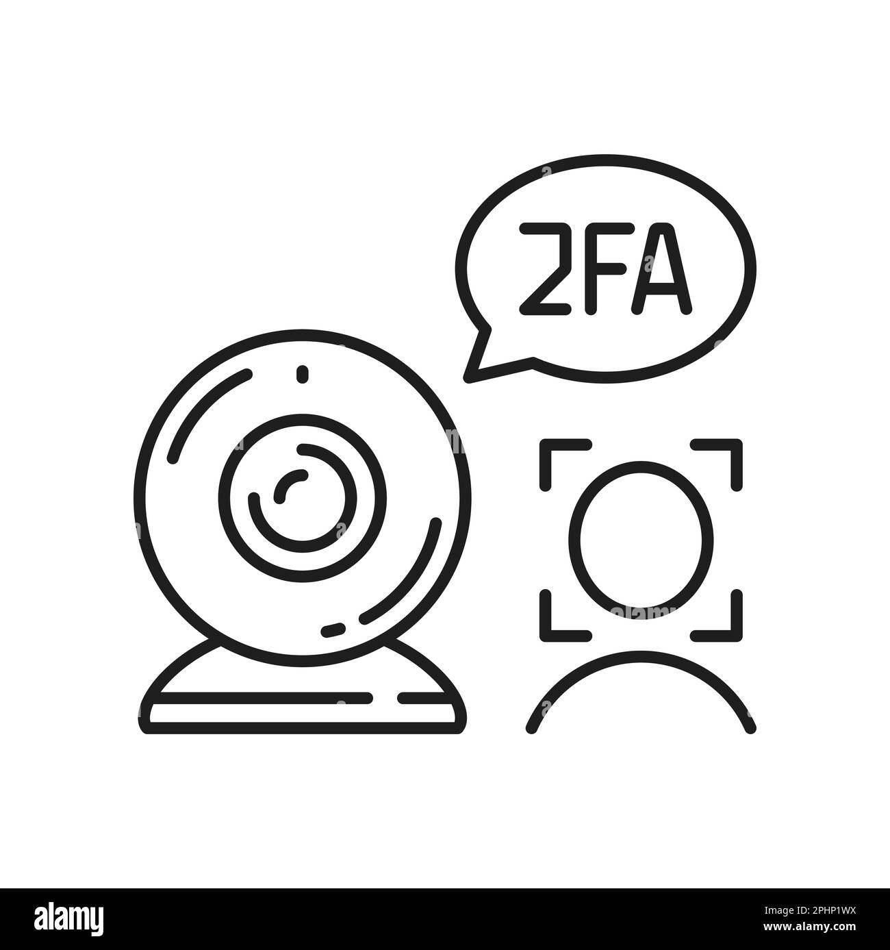 2FA two factor verification and access authentication icon, vector biometric face recognition. 2FA two step authentication or MFA multifactor authoriz Stock Vector