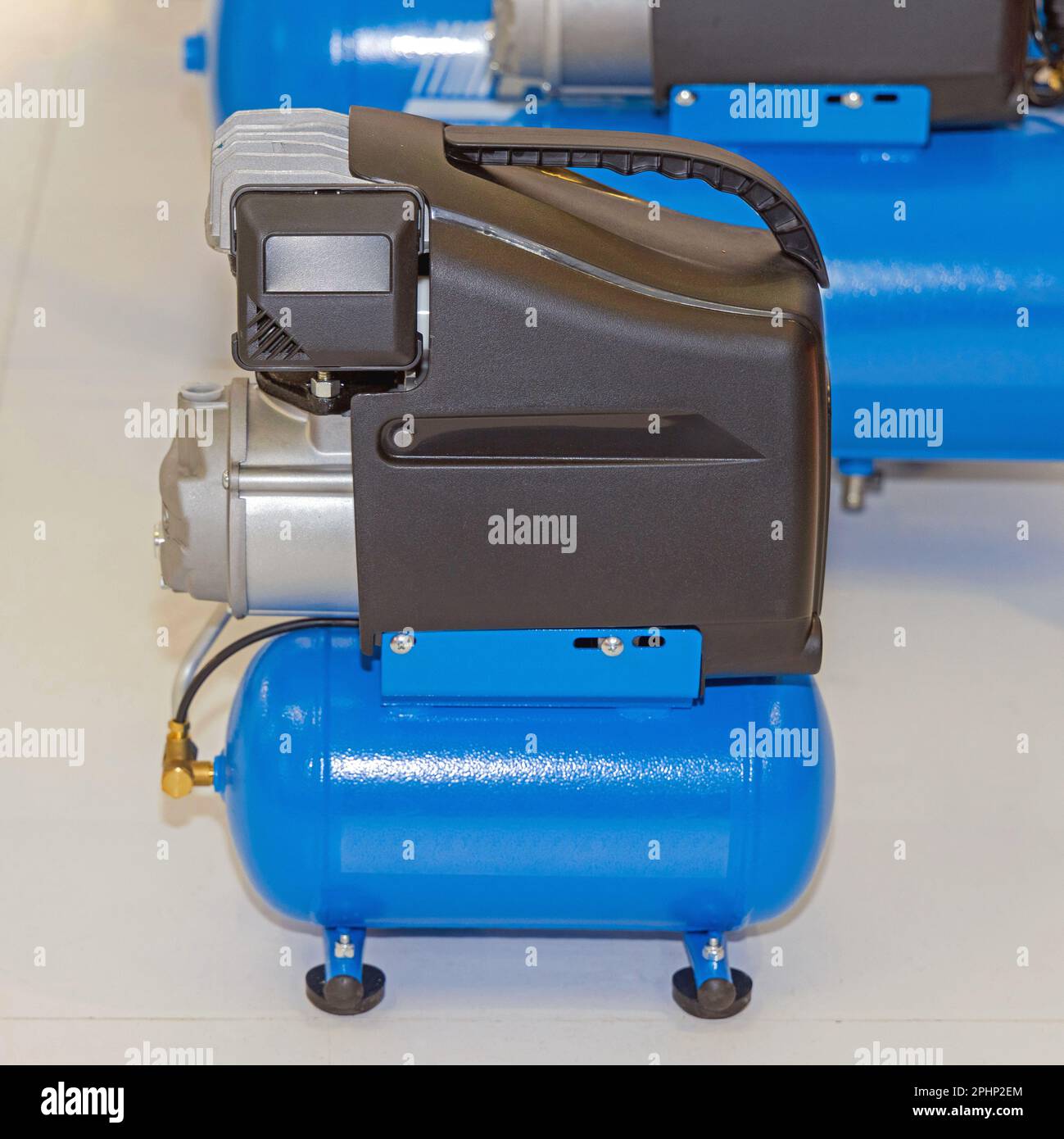 Small Blue Portable Air Compressor Device Workshop Stock Photo Alamy