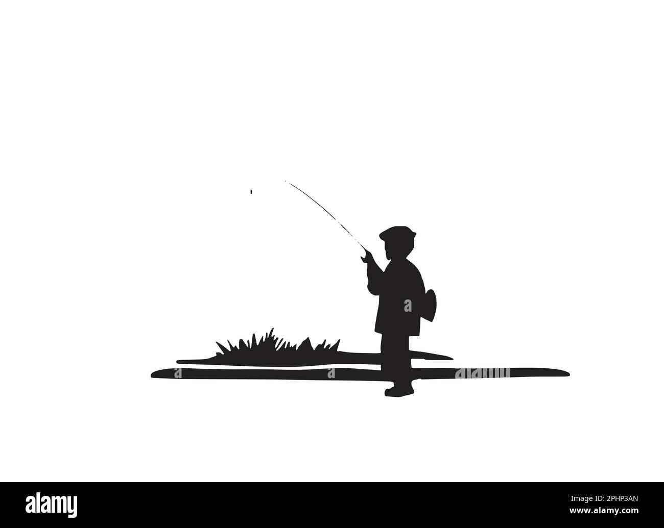 10YearOld Child Joyfully Capturing a Fishing Moment Stock Vector
