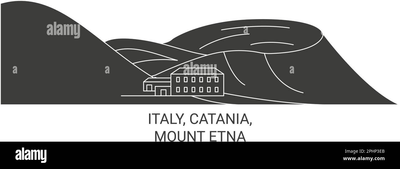 Italy, Catania, Mount Etna travel landmark vector illustration Stock Vector