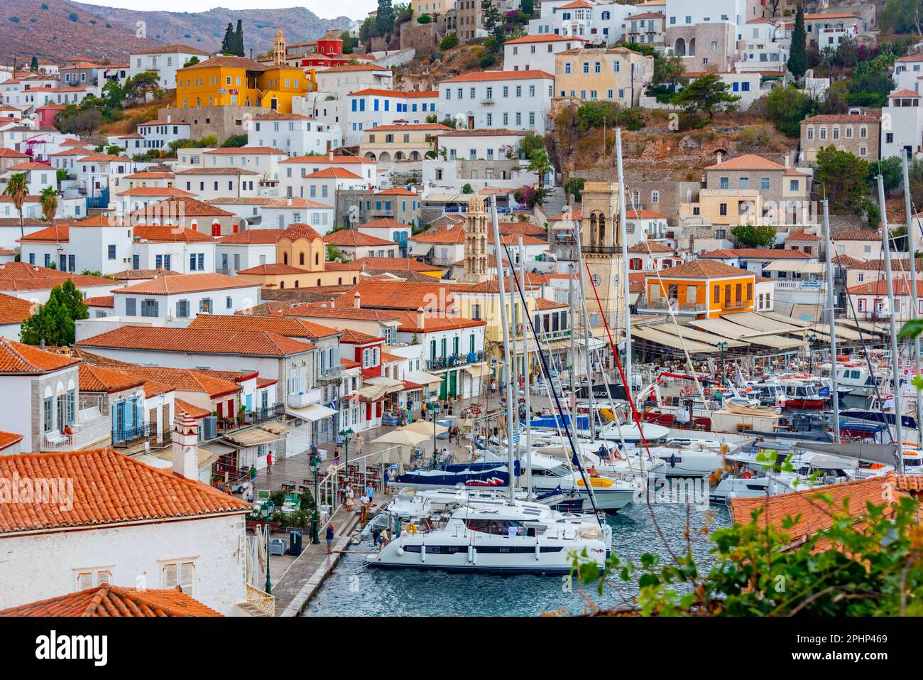 View of port of Hydra in Greece Stock Photo Alamy