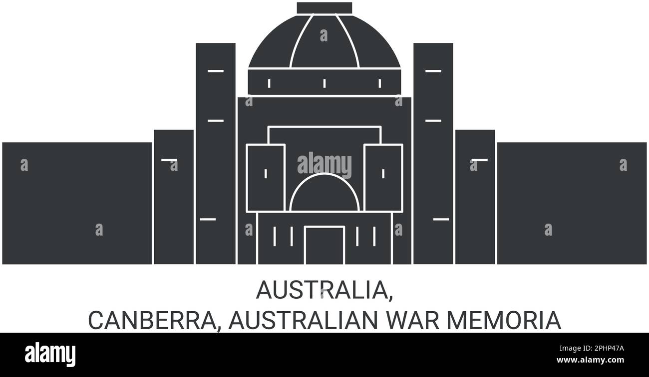 Australia, Canberra, Australian War Memoria travel landmark vector illustration Stock Vector