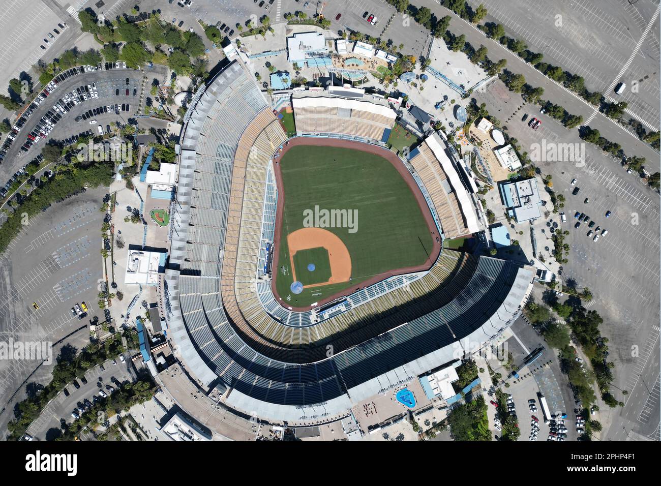 A general overall aerial view of Dodger Stadium, Tuesday, Mar. 28, 2023 ...