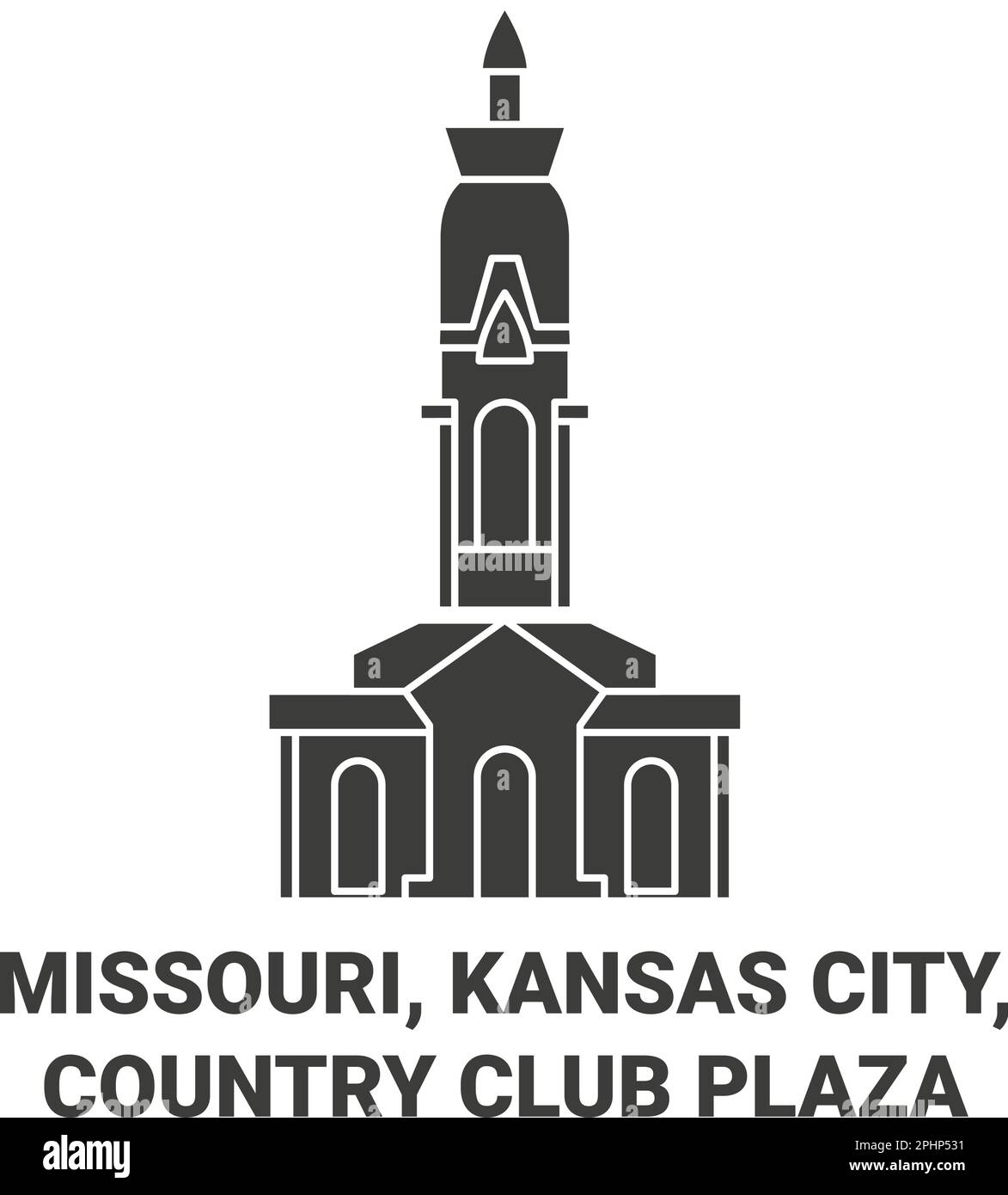 United States, Missouri, Kansas City, Country Club Plaza travel landmark vector illustration Stock Vector